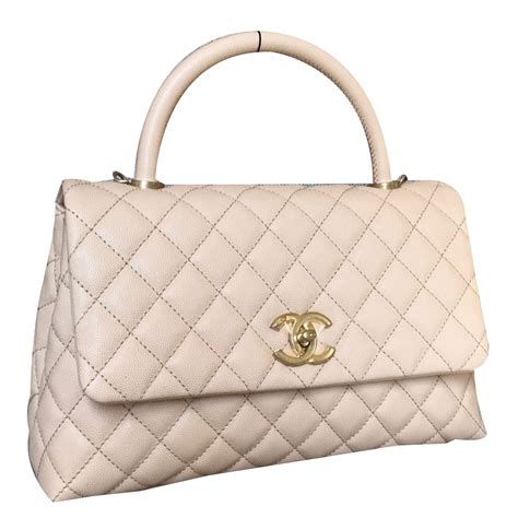 chanel large beige coco handle bag|Chanel bag with top handle.